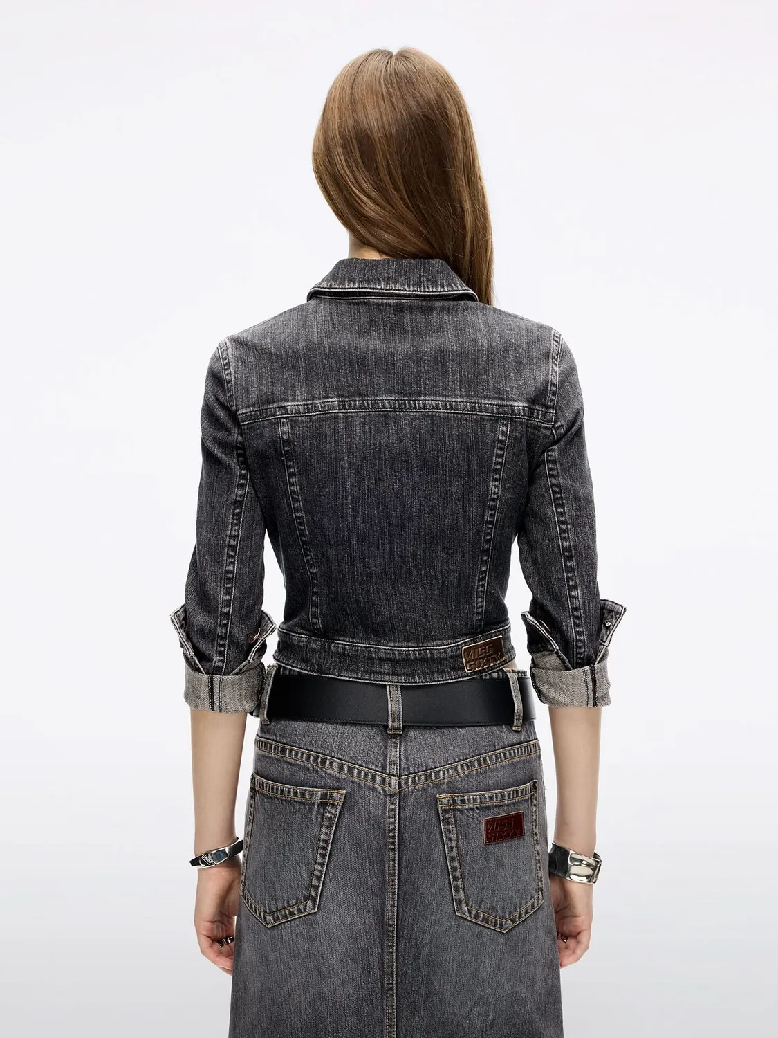 Miss Sixty Cropped denimjakke Black Fog stretch