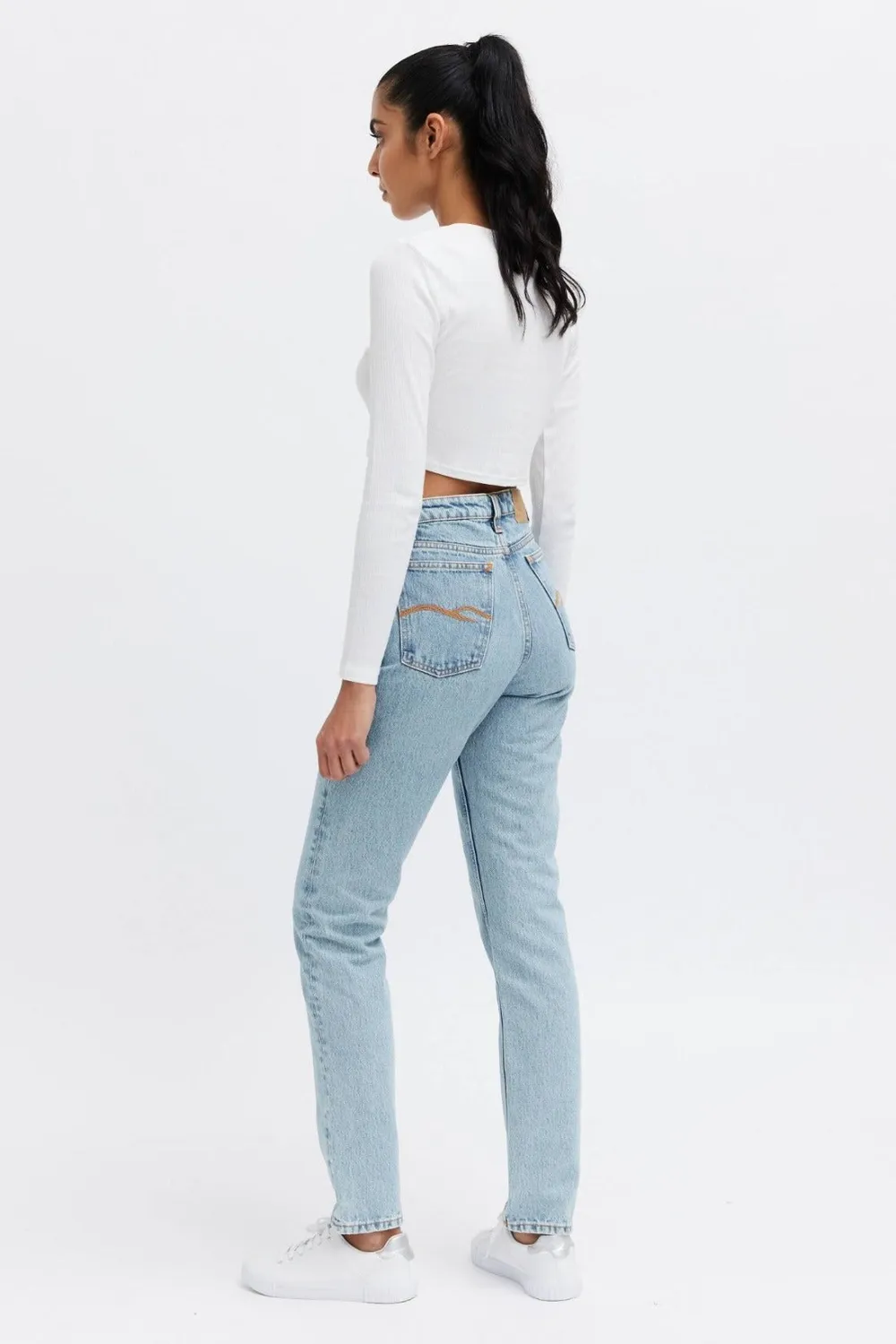 Organsk Oxygen Clean Revolution jeans lyseblå høj talje