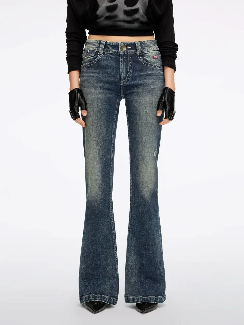 Miss Sixty flare jeans blå mid-rise slid