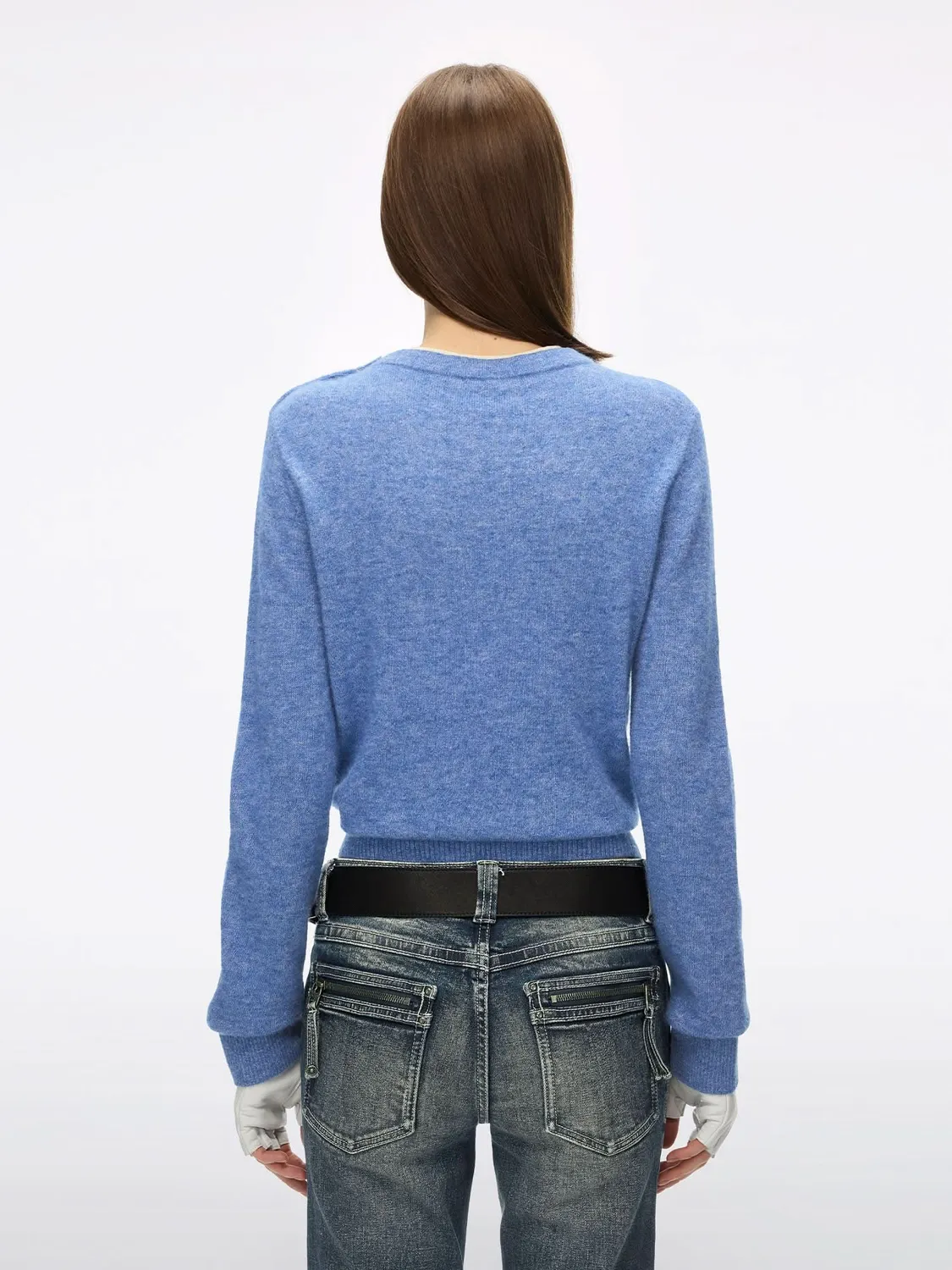 Miss Sixty Alpaca Wool Sweater blå strik med bindebånd
