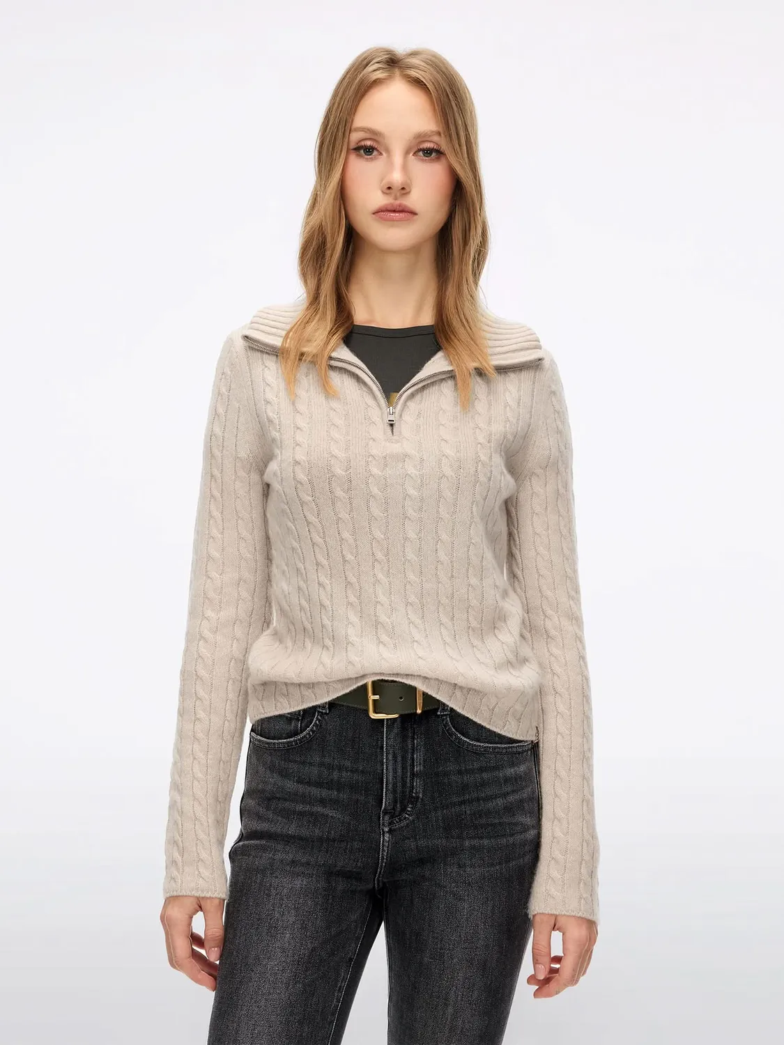 Miss Sixty kabelstrik cashmere sweater gul 100% cashmere