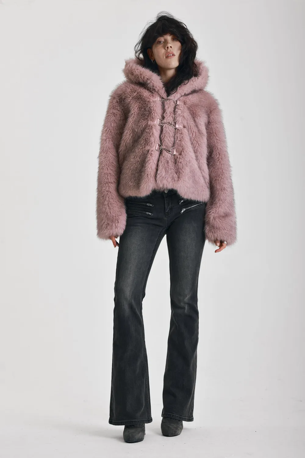 The Ragged Priest Julia faux fur jakke dusty pink