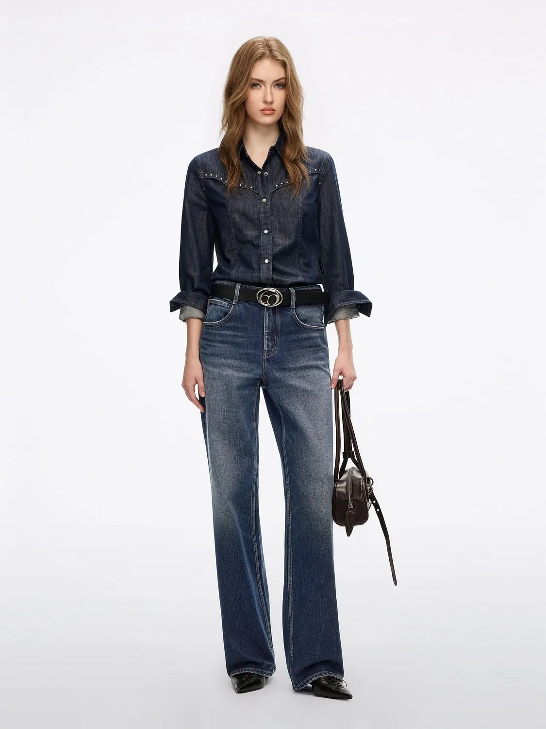 Miss Sixty Studded denimskjorte mørkeblå med nitter