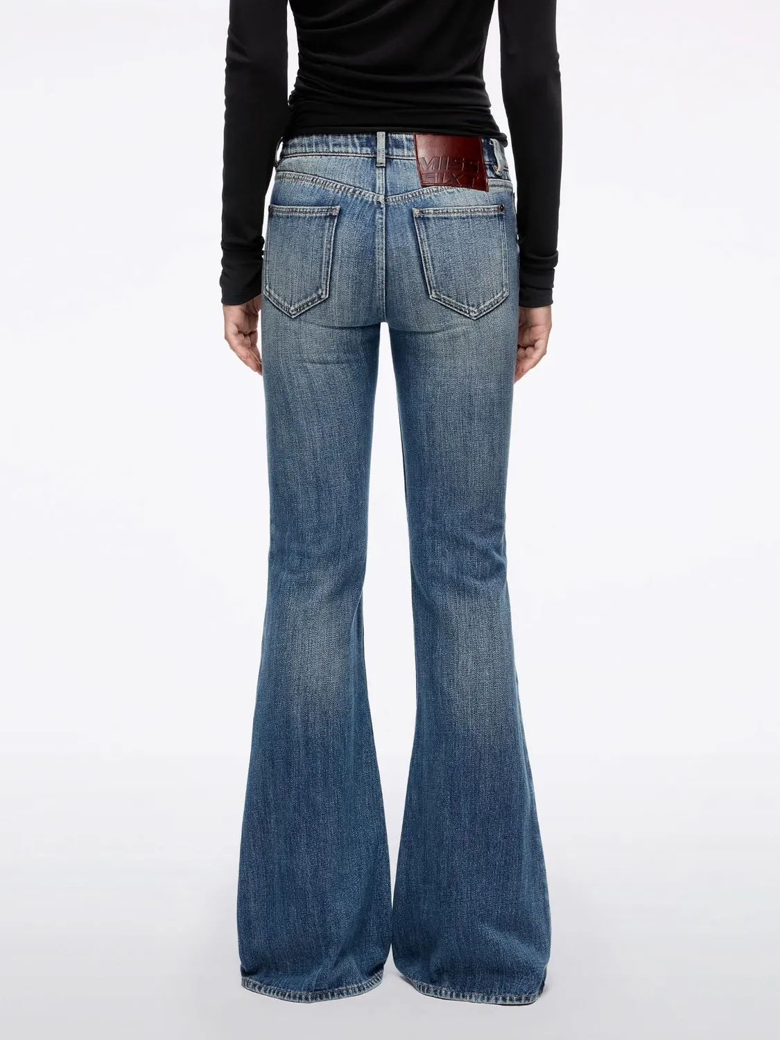 Miss Sixty Distressed Flare jeans mellemblå slid