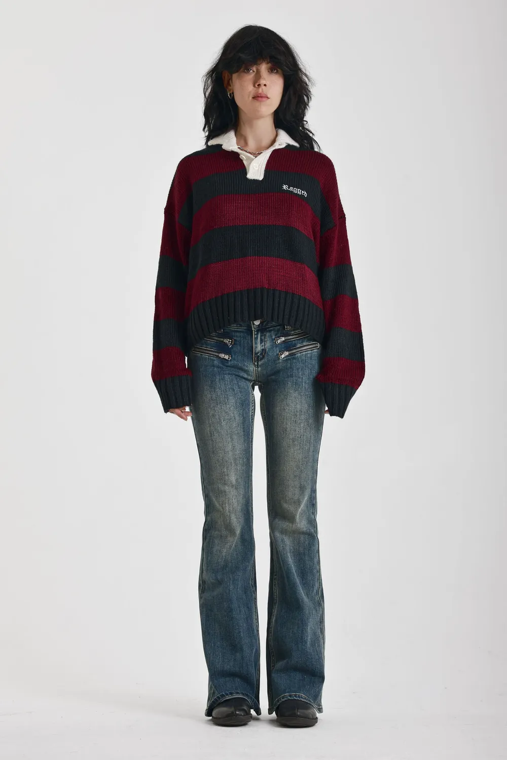 The Ragged Priest Trophy Stripe Skull rugby strik bordeaux