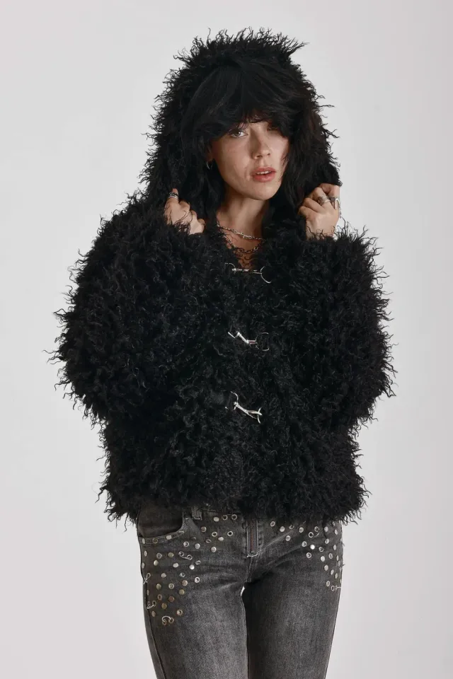 The Ragged Priest Julia Black shaggy faux fur coat sort