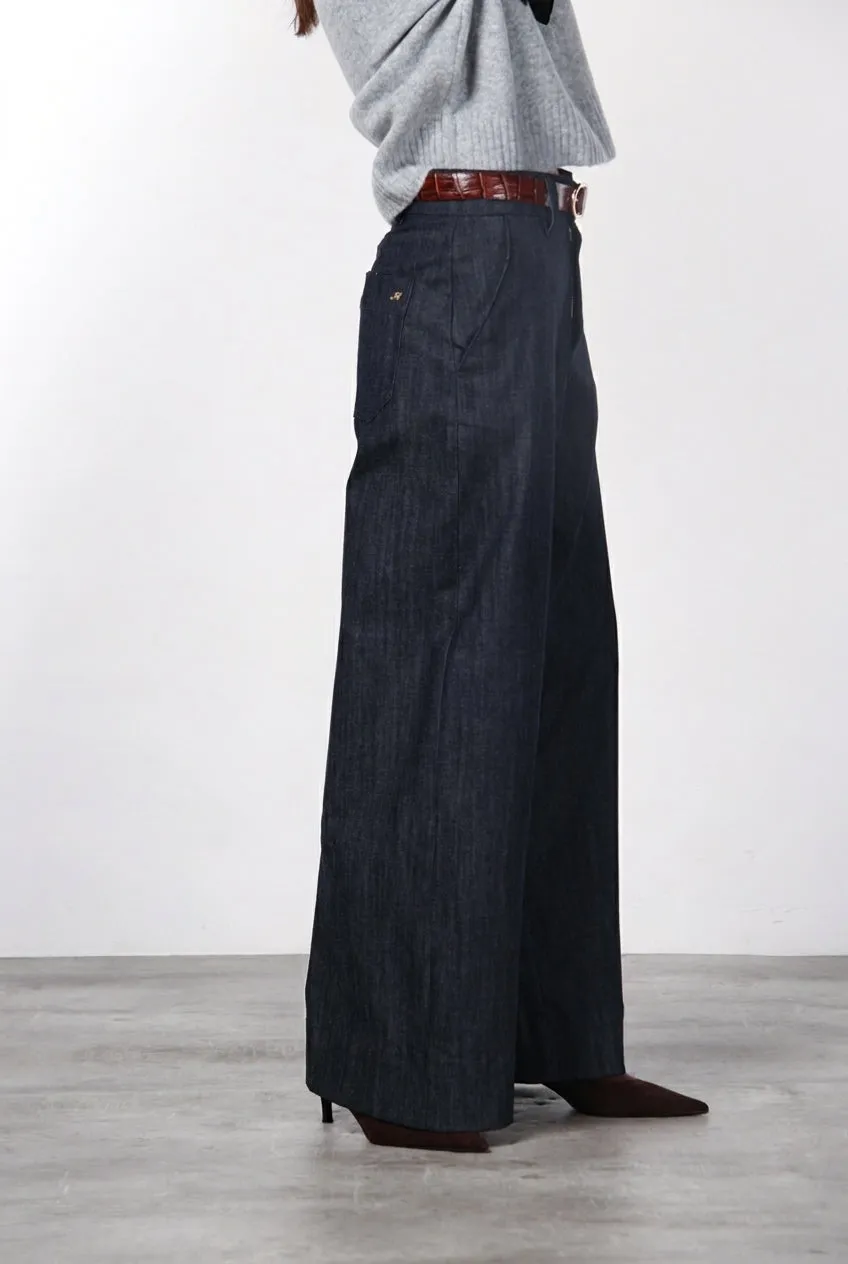 Mason's New York Wide chino bukser wide leg navy denim