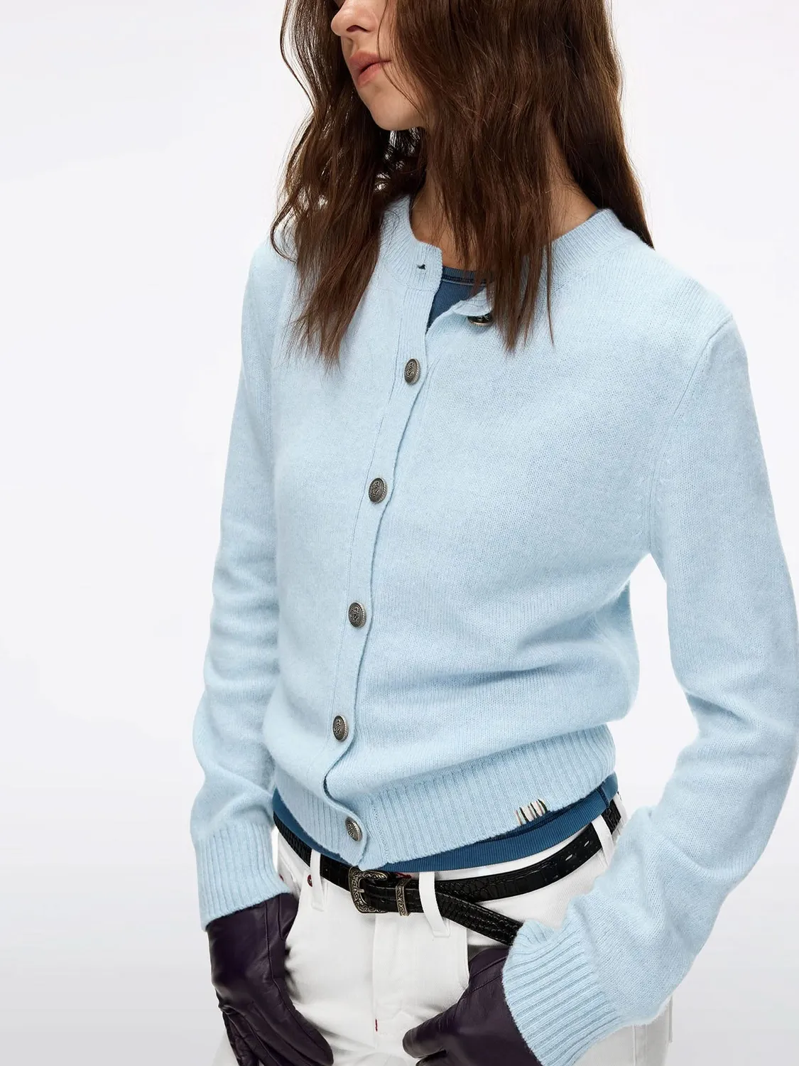 Miss Sixty Wool Knit Cardigan cardigan pastel blue merinould