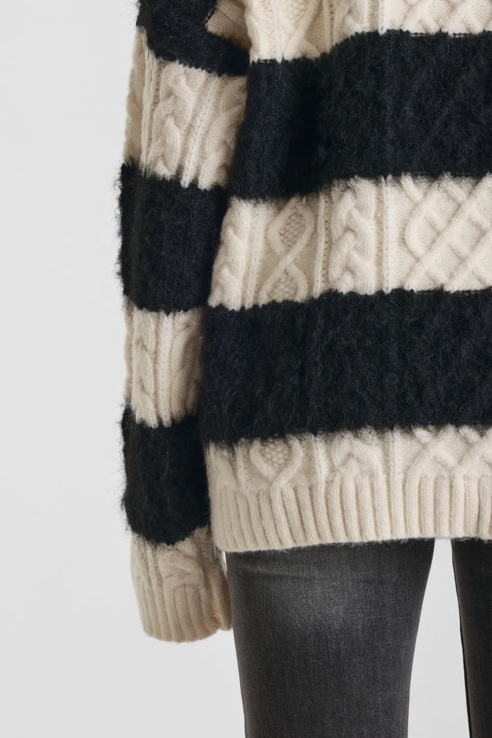 The Ragged Priest Crypt Stripe oversized cable knit jumper stribet