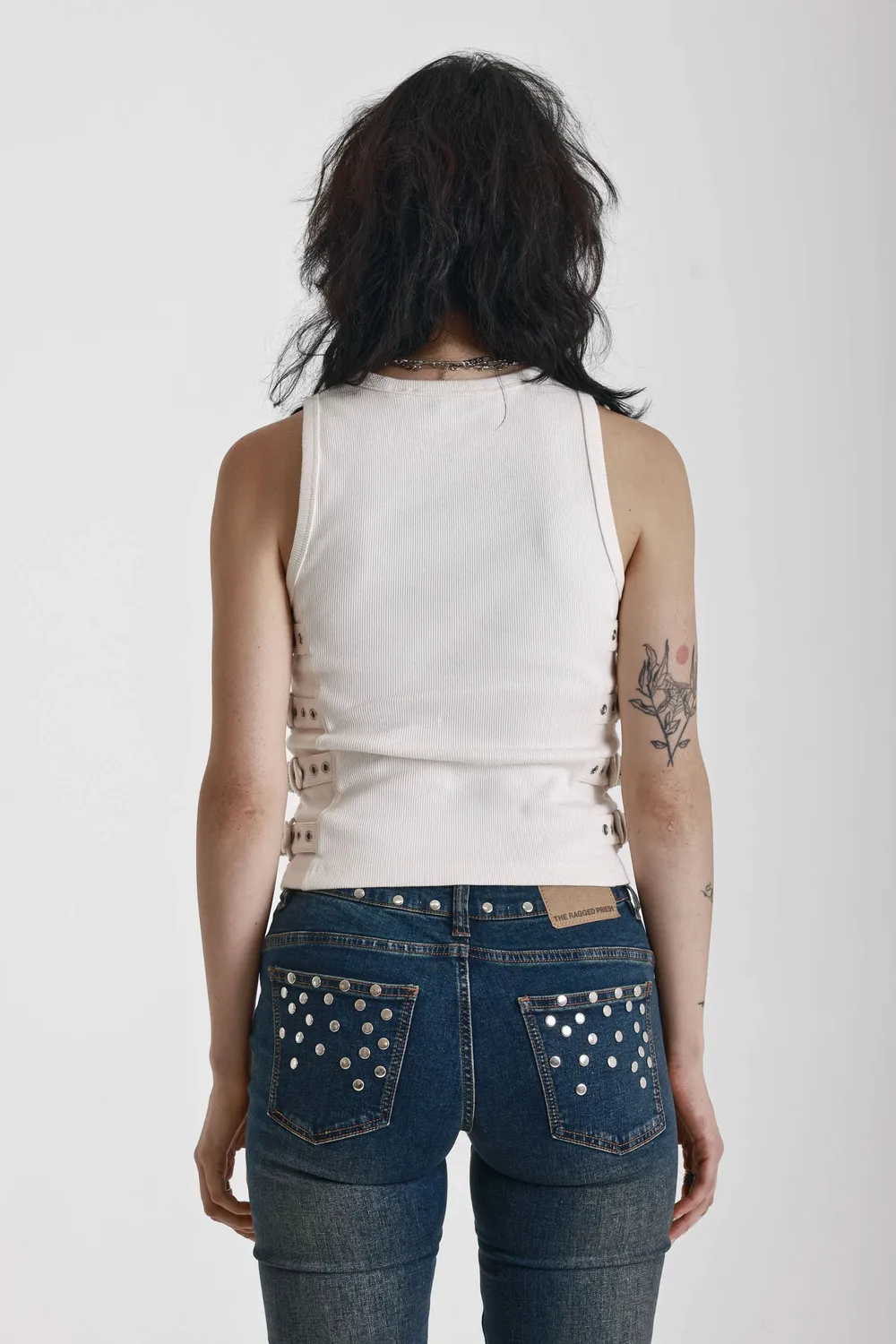 THE RAGGED PRIEST Buckle Strap tanktop ecru med spænde