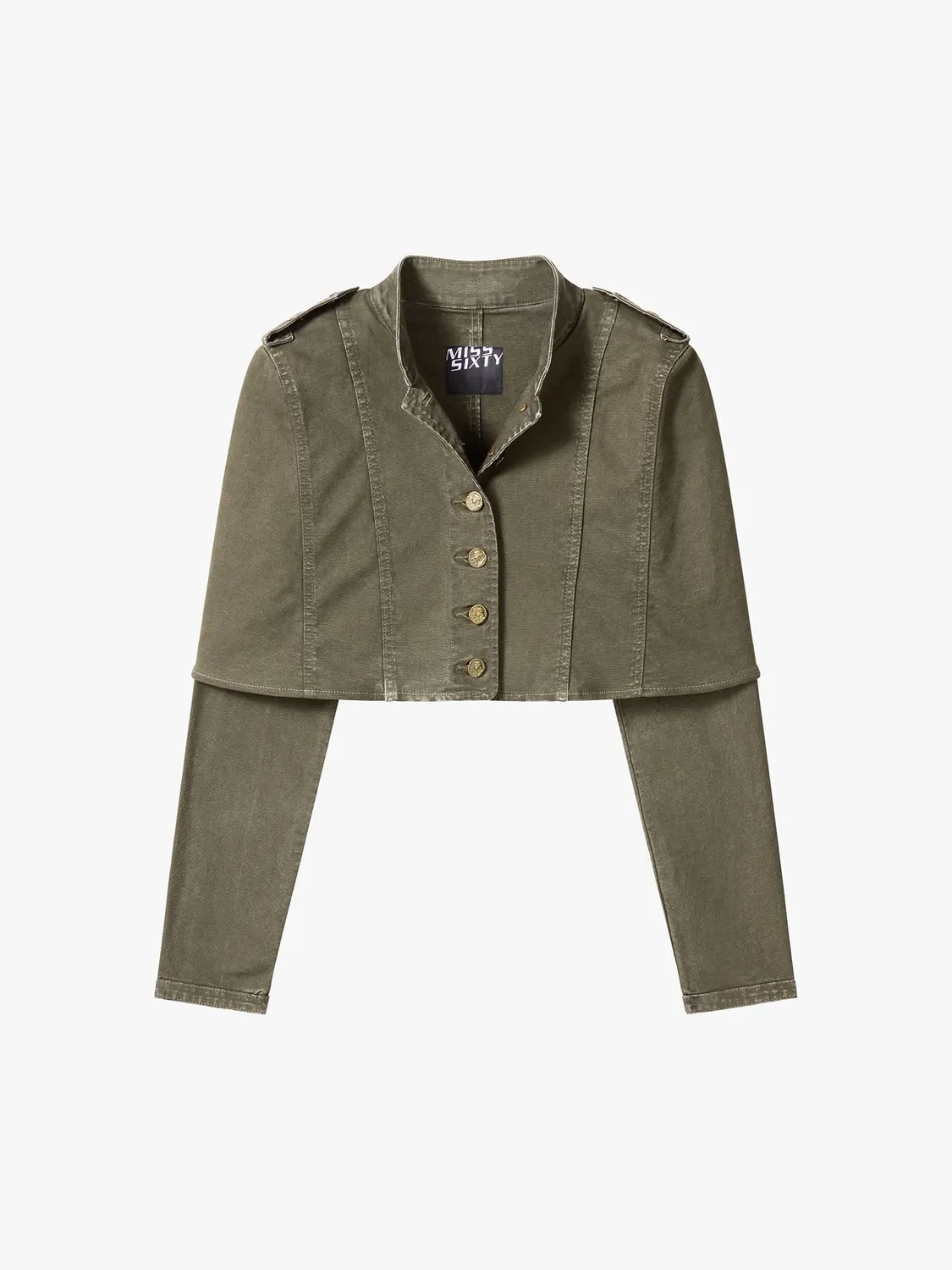 Miss Sixty Cropped Denimjakke Armygrøn slub