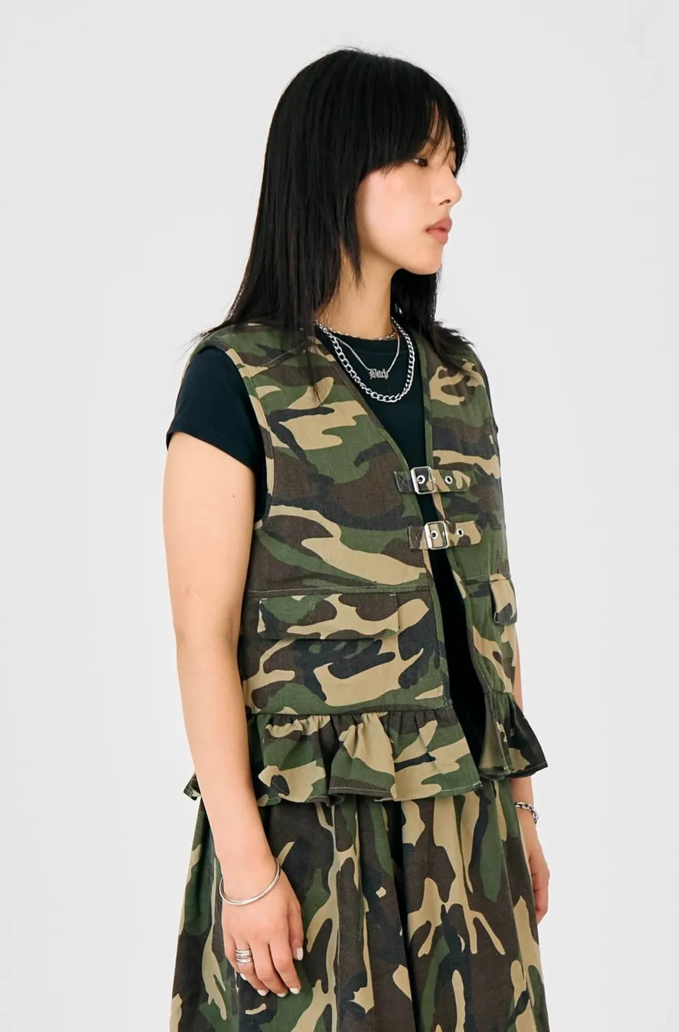 THE RAGGED PRIEST Force Camo Hardware vest camo cropped