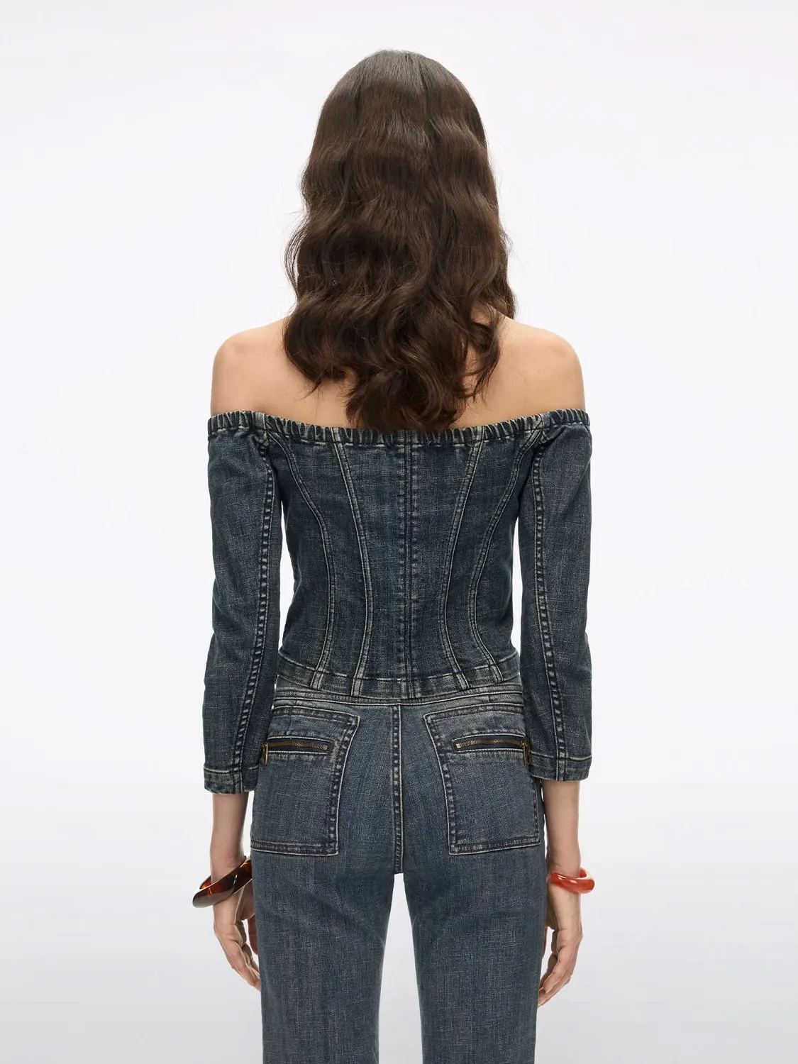 Miss Sixty One-Shoulder denimskjorte mørkeblå