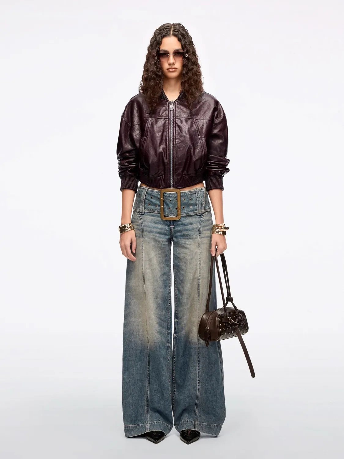 Miss Sixty Wide-Leg jeans mellemblå bælte