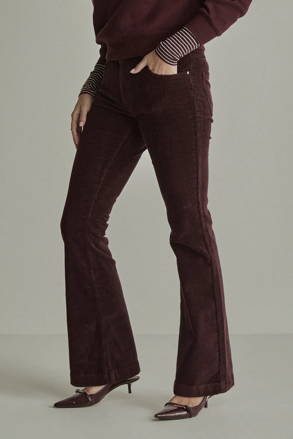 Para Mi Jade fløjlsbukser ivory grey bootcut