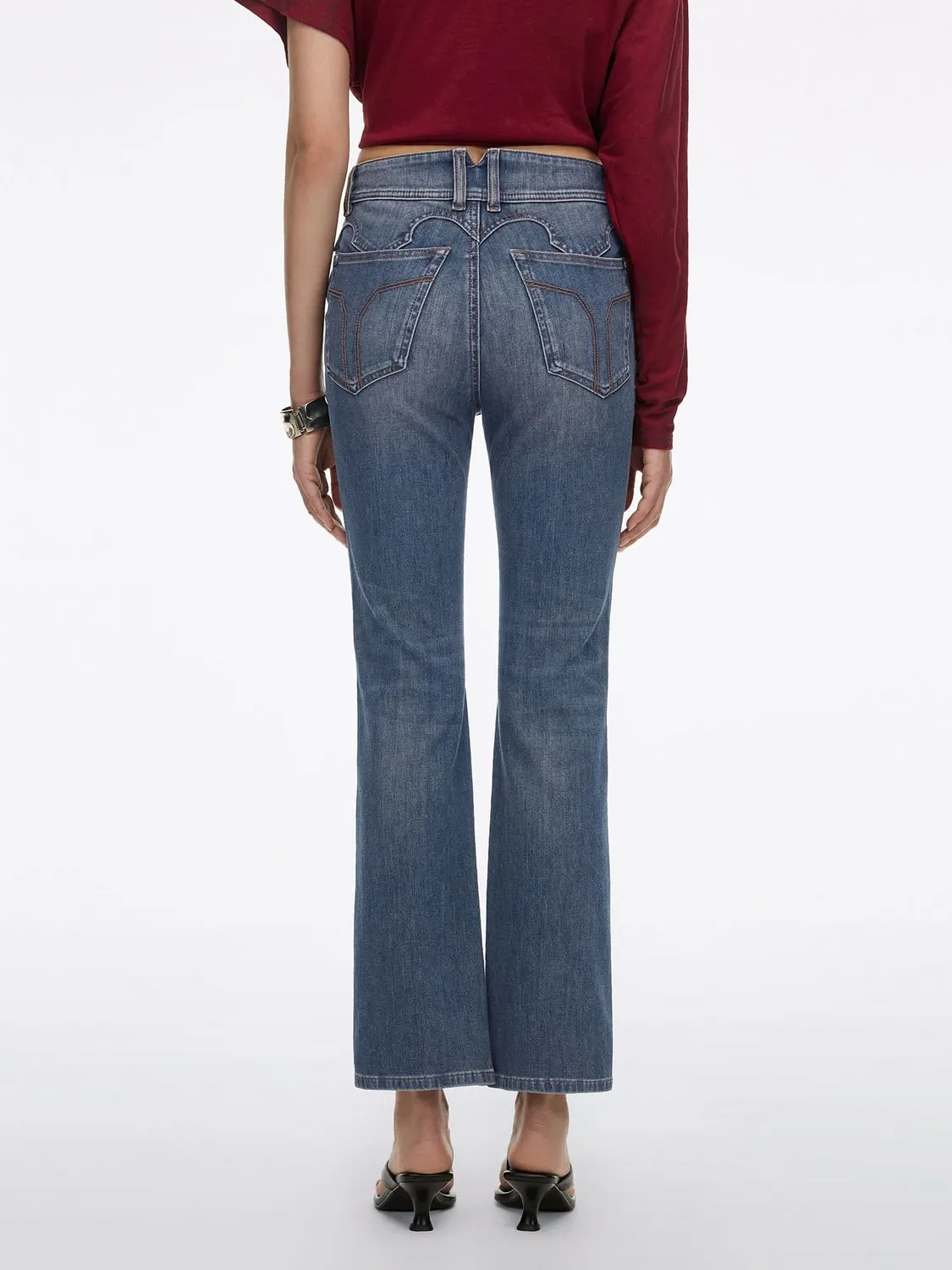 Miss Sixty Bella slim flare jeans mellemblå cropped