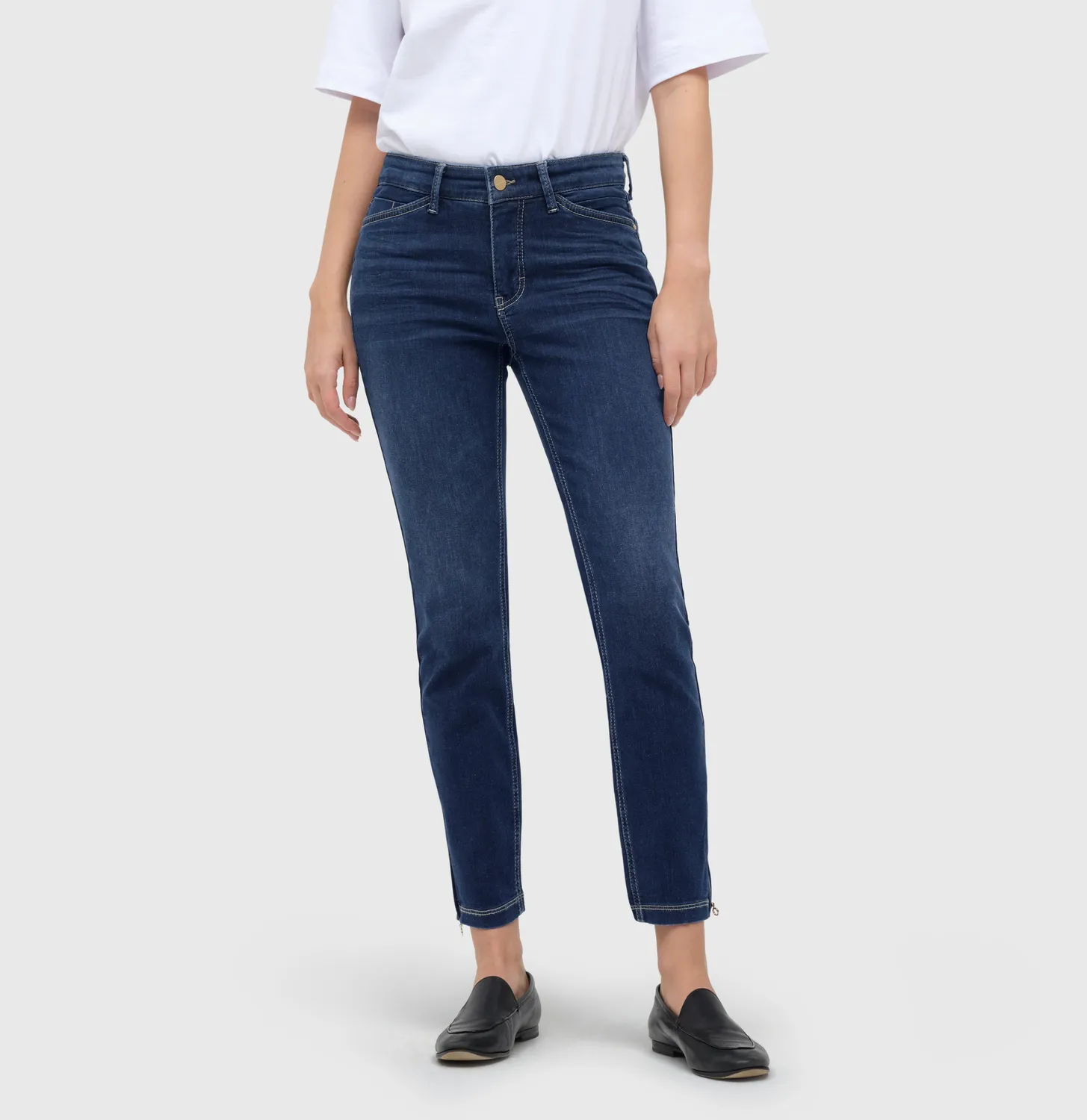 MAC Dream Chic jeans mørkeblå slim fit cropped