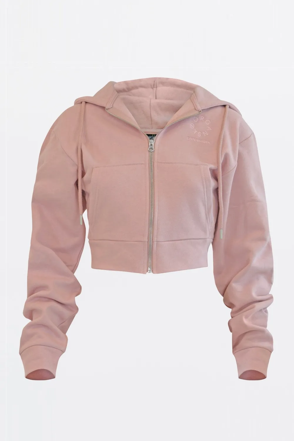 Organsk Cropped Zip-Up hoodie grøn økologisk bomuld