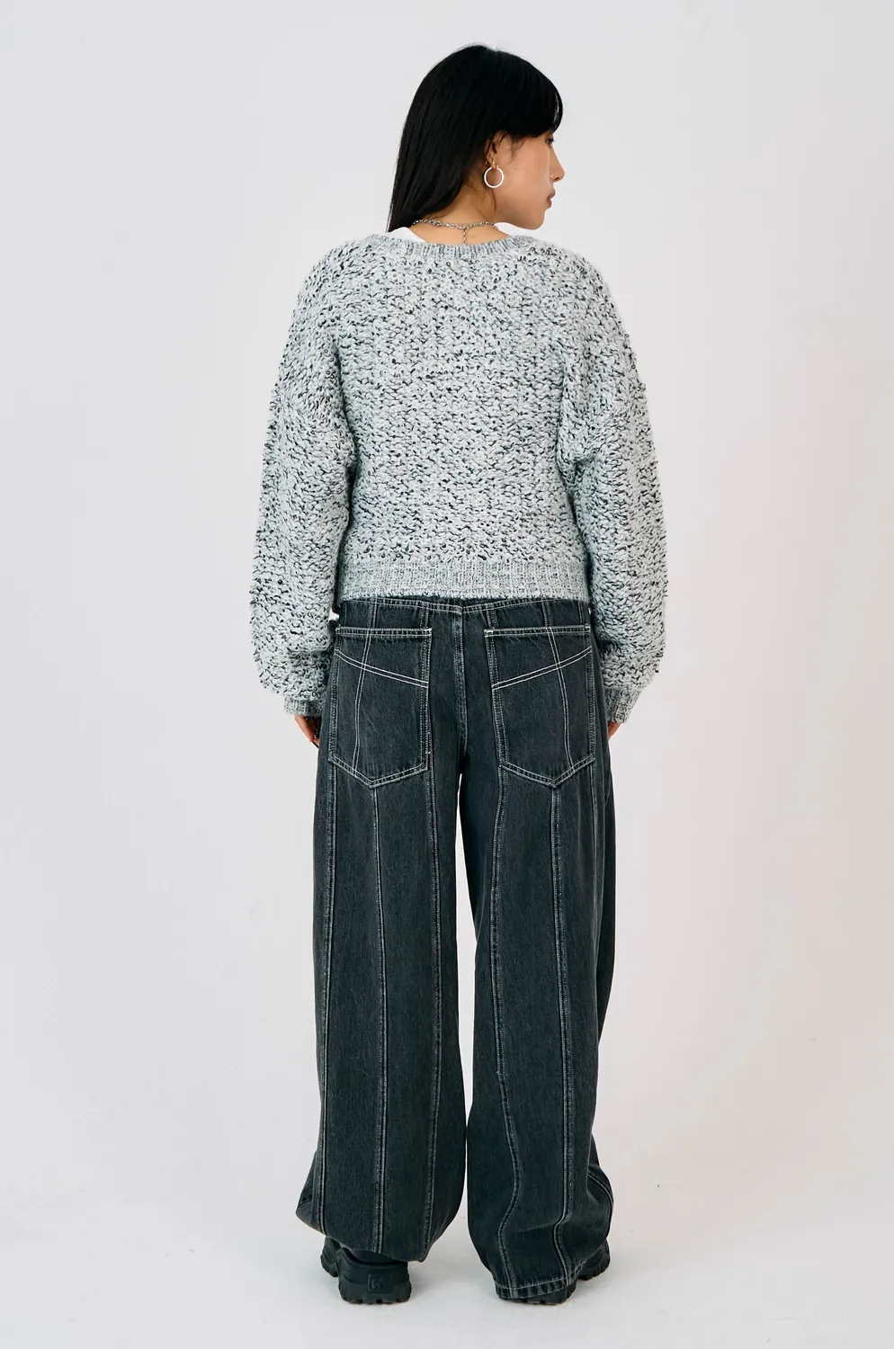 The Ragged Priest Rodeo boucle cardigan grå sort