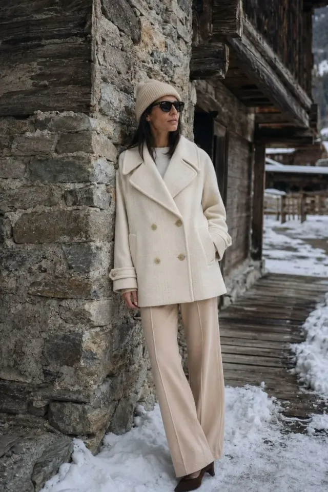 Mason's Leonie frakke beige ternet uld