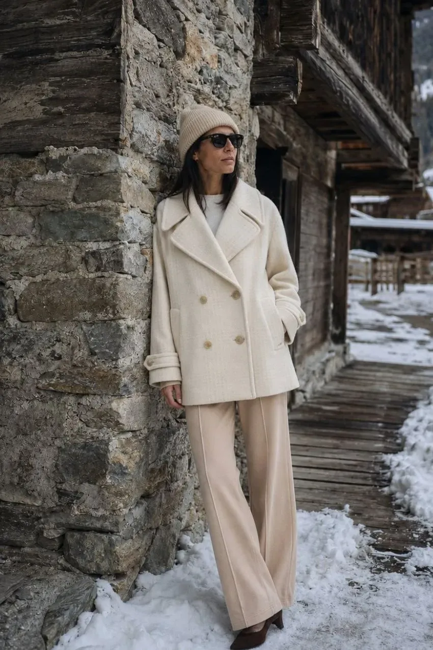 Mason's Leonie frakke beige ternet uld