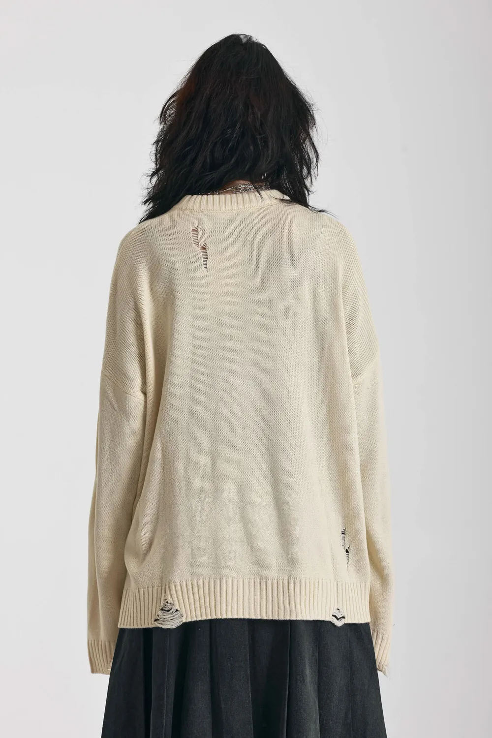THE RAGGED PRIEST Everlasting Oversized Skeleton striktrøje creme