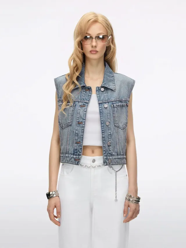 Miss Sixty 6M2WJ05100F20 denimvest lyseblå croppet