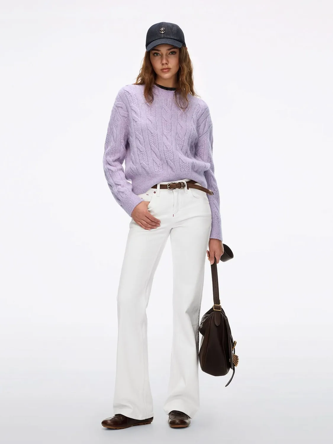 Miss Sixty Cable-Knit Sweater lilla kabelstrik