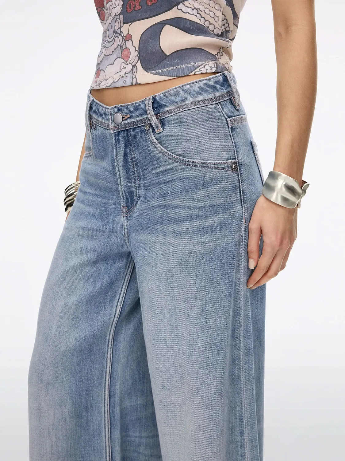 Miss Sixty Jasmine wide leg jeans mellemblå hørblanding
