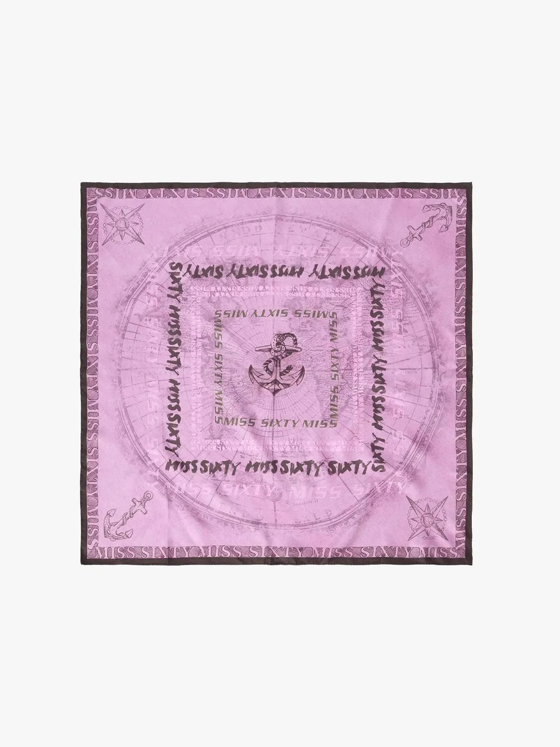 Miss Sixty Printed Silk Scarf silketørklæde lilla pink silke