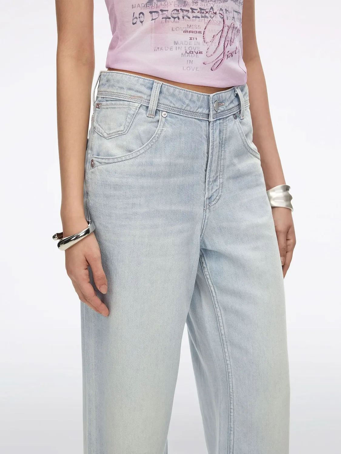 Miss Sixty Anni straight jeans lyseblå hørblanding