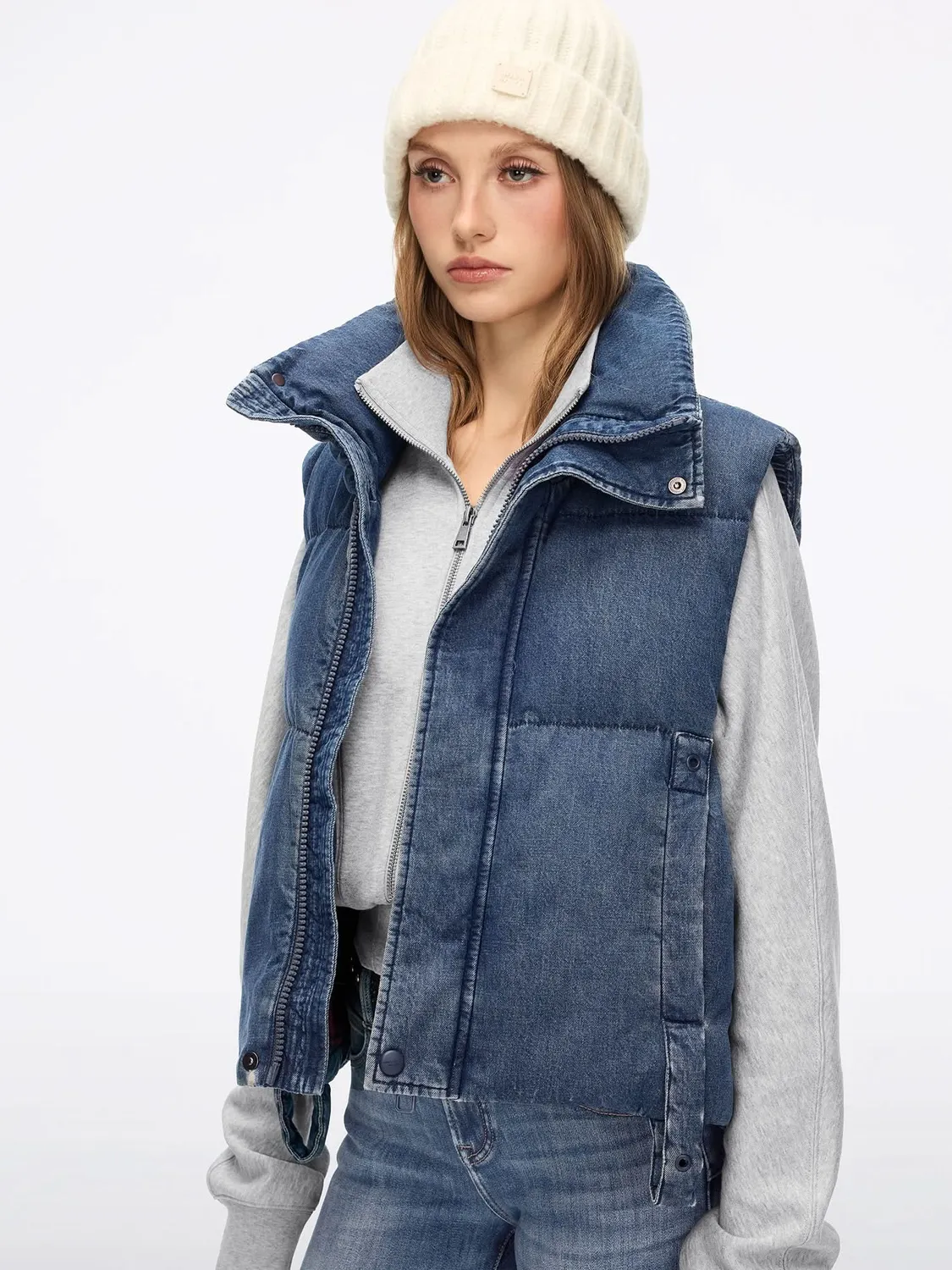 Miss Sixty denim puffer vest middle blue dun