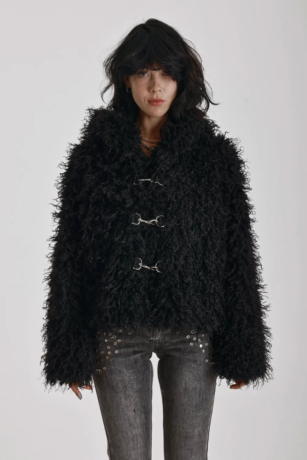 The Ragged Priest Julia Black shaggy faux fur coat sort