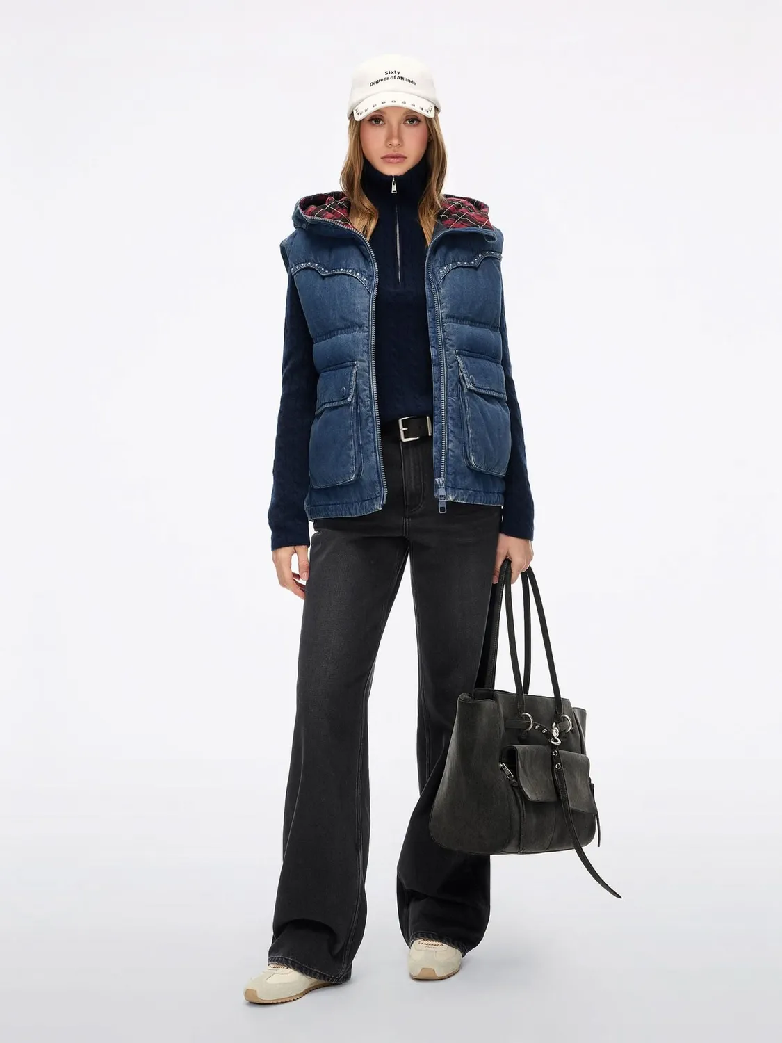 Miss Sixty dunvest middle blue denim med nitter