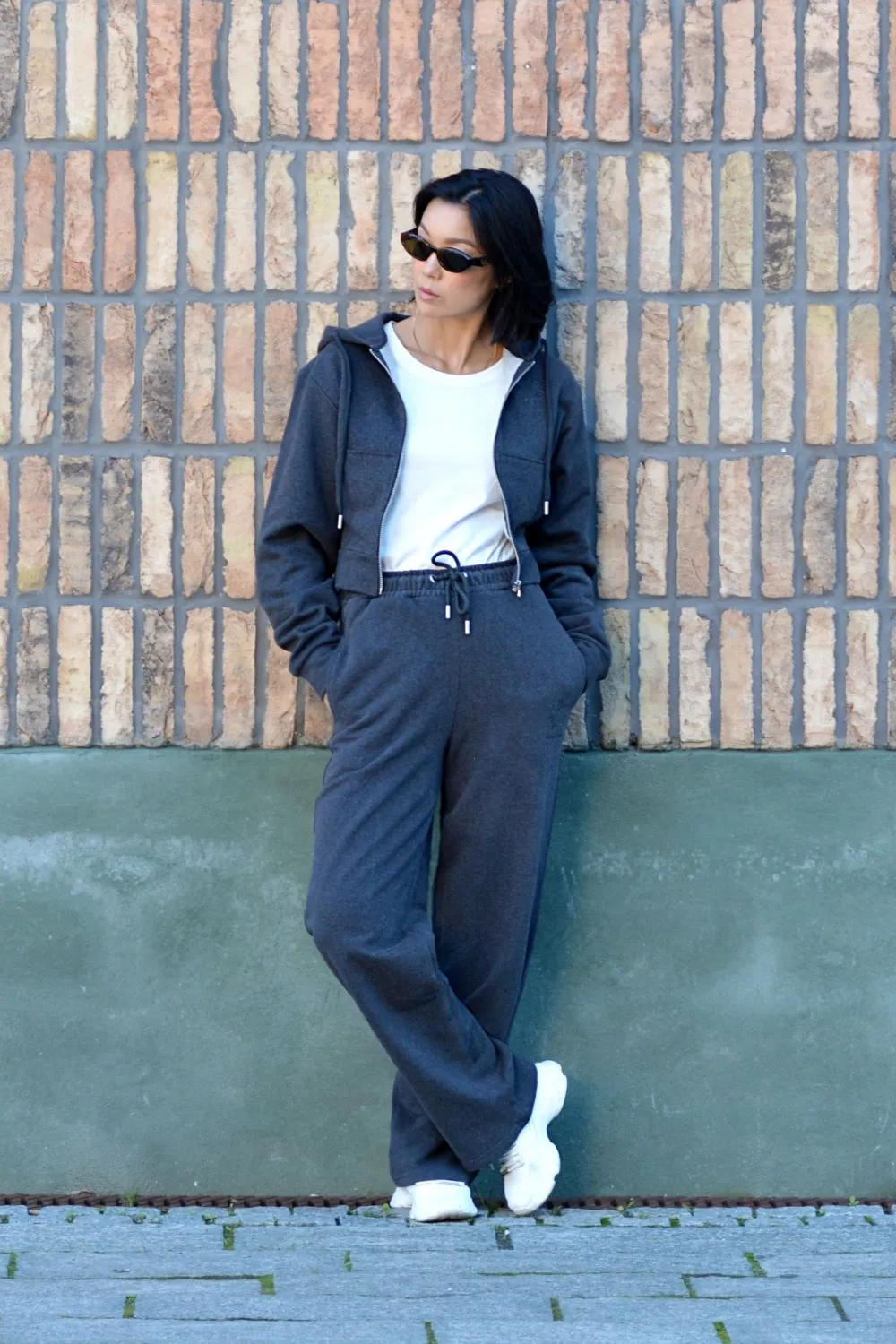 Organsk Straight-Leg sweatpants grå økologisk