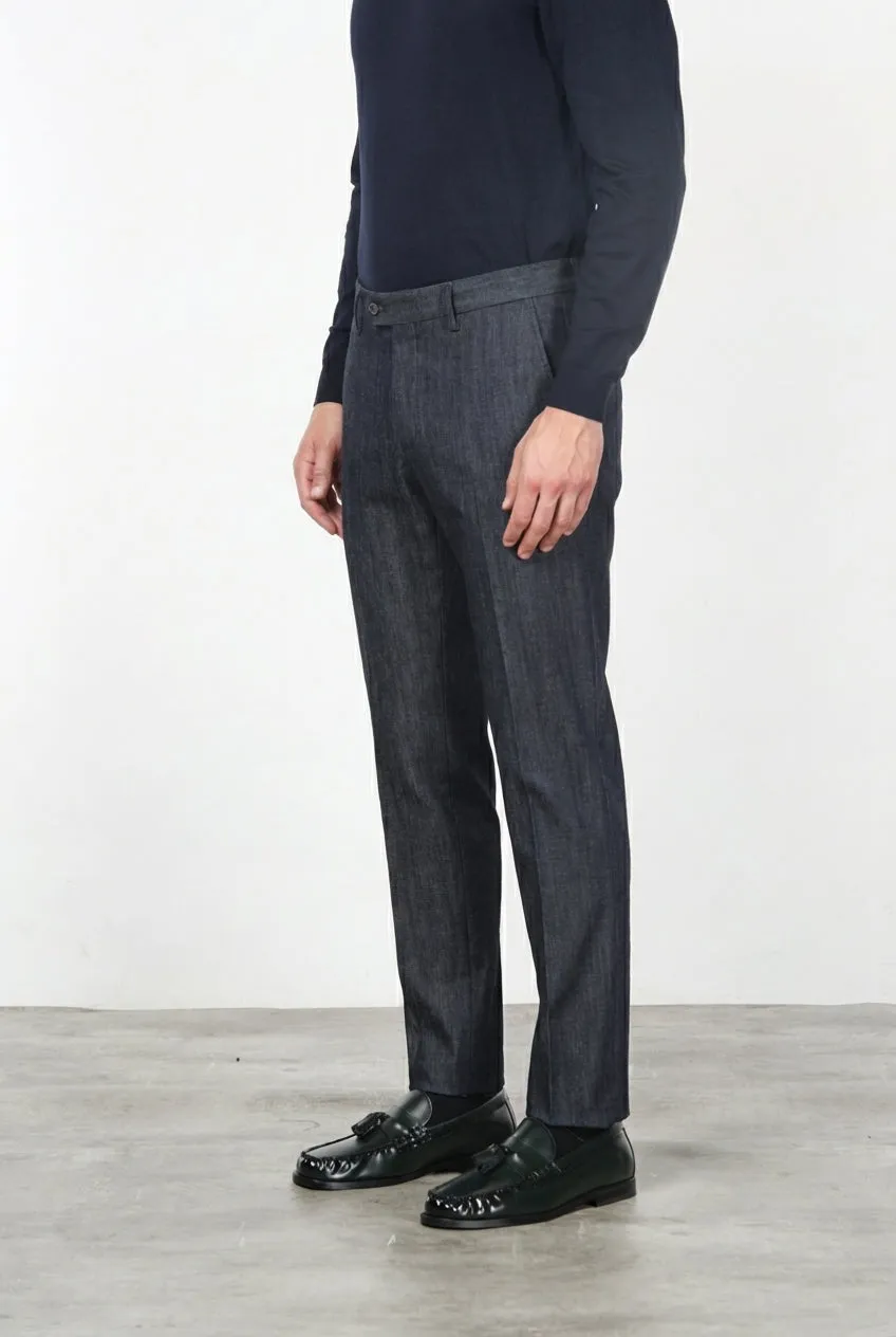 Mason's New York Elegance chinos navyblå regular fit stretch denim