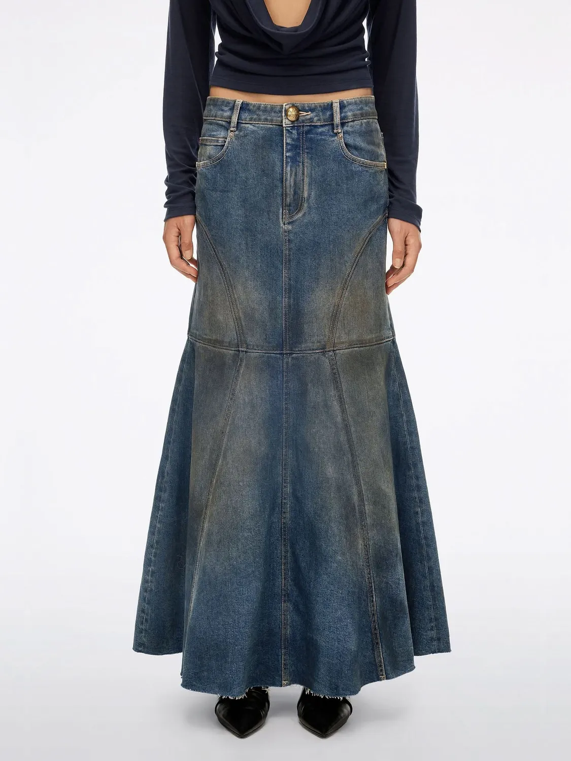 Miss Sixty Mermaid Denim Nederdel blå fishtail slids