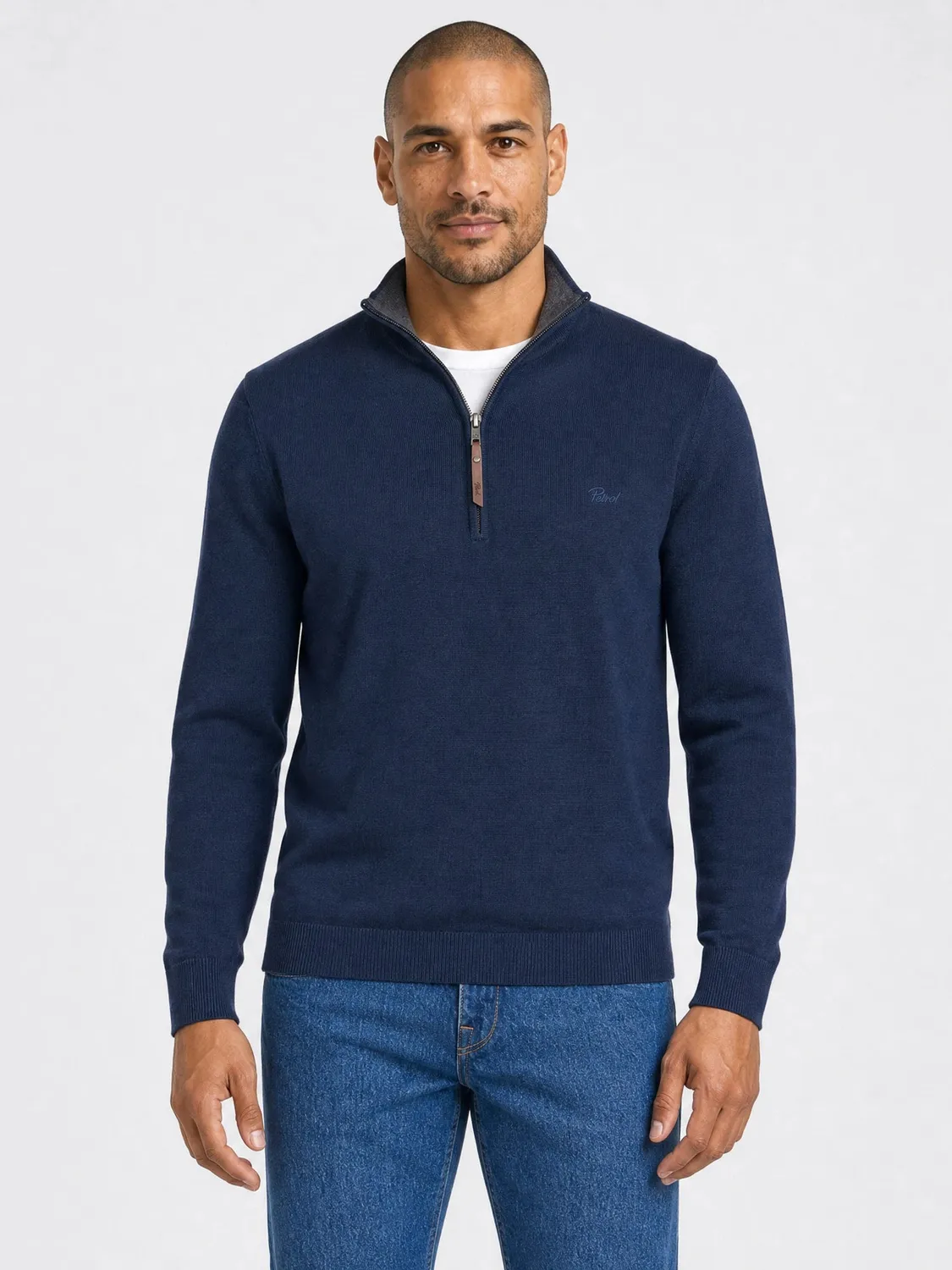 Petrol Industries Millstone quarter-zip striktrøje finstrik