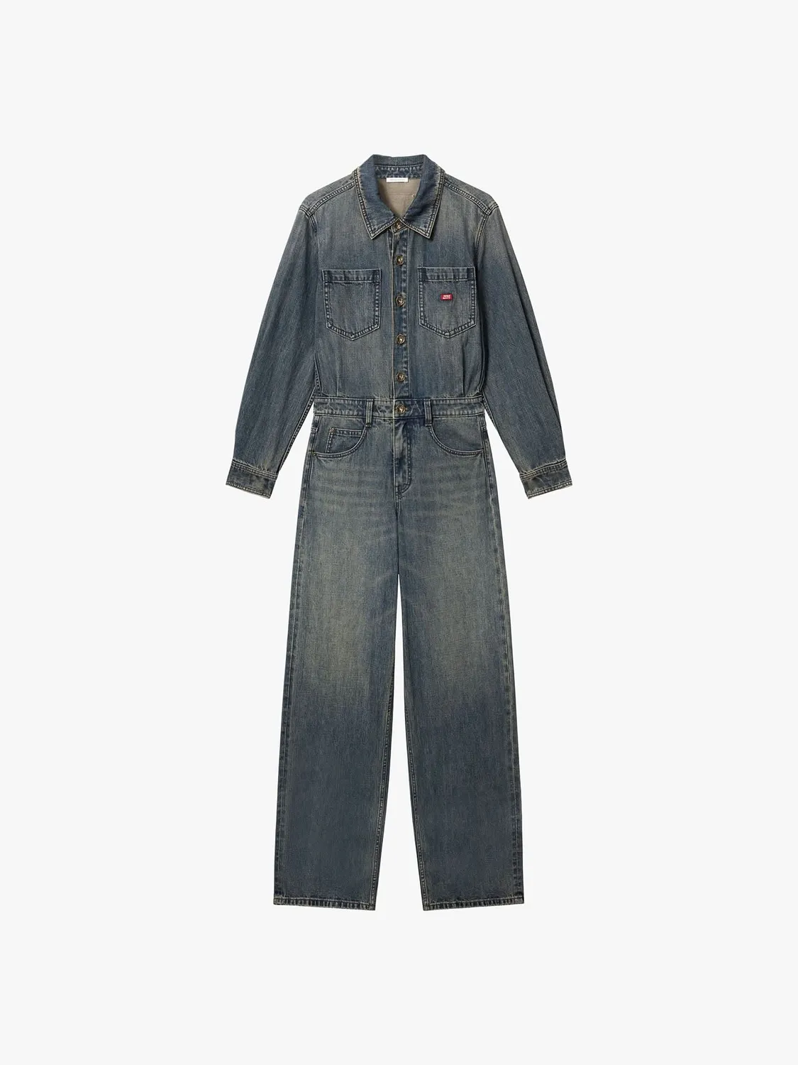 Miss Sixty Distressed denim jumpsuit blue loose