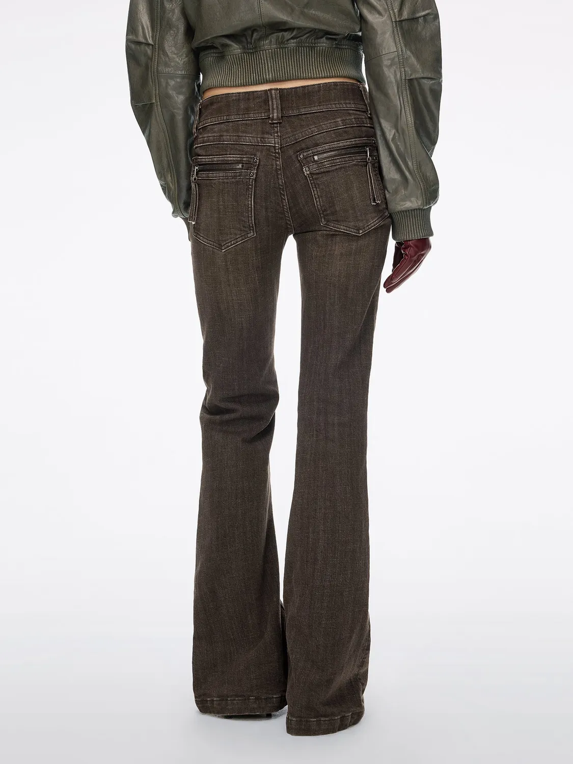 Miss Sixty Distressed Flare jeans mørkebrun mellem talje