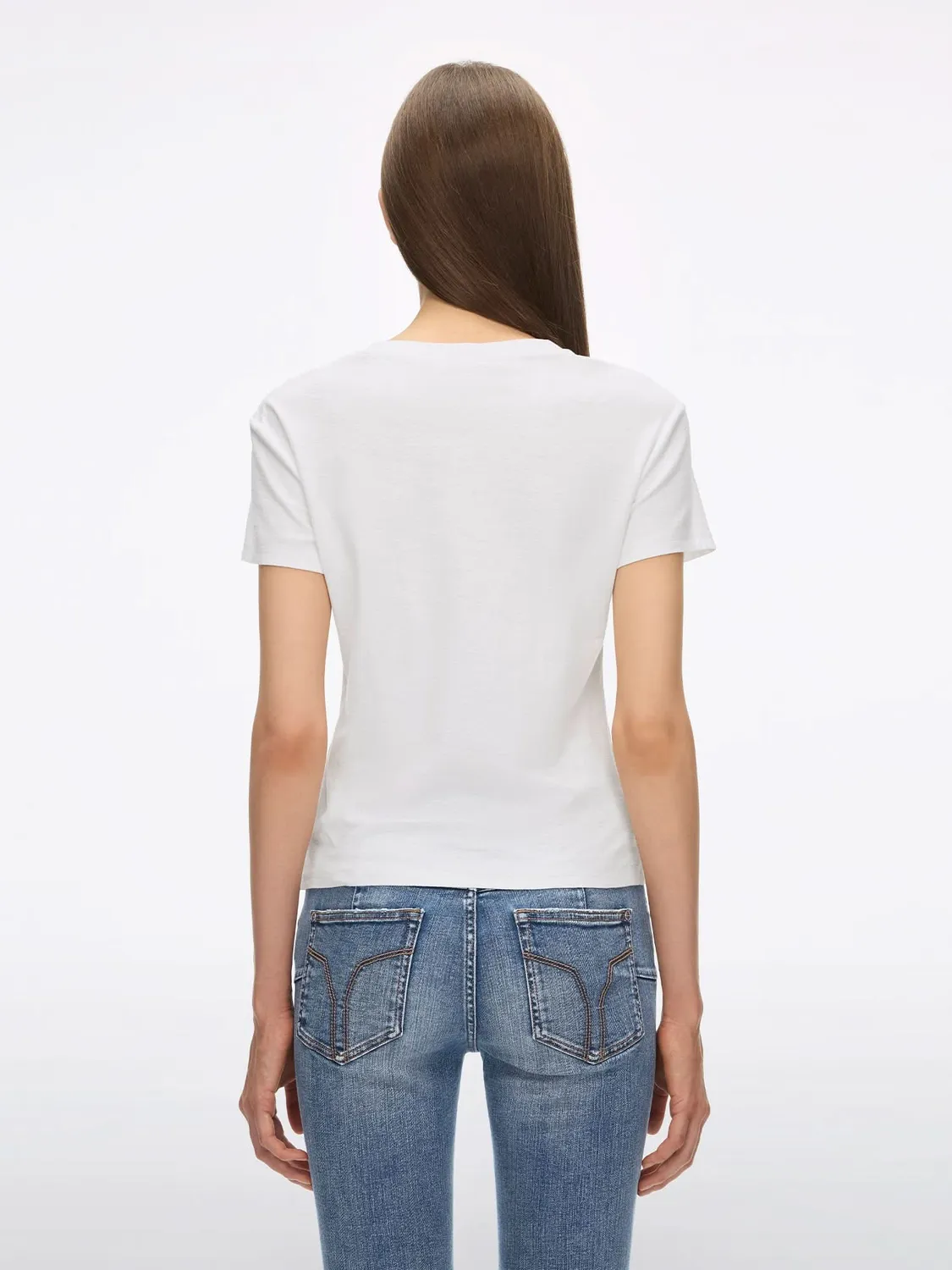 Miss Sixty Printed t-shirt hvid slim-fit hør bomuld