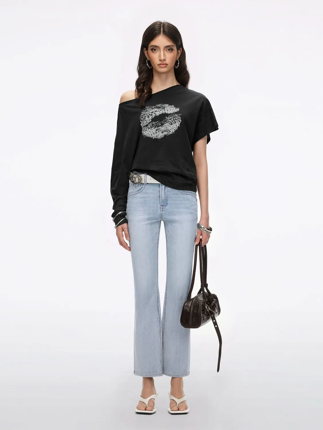 Miss Sixty Bella Flare jeans lyseblå cropped kæde