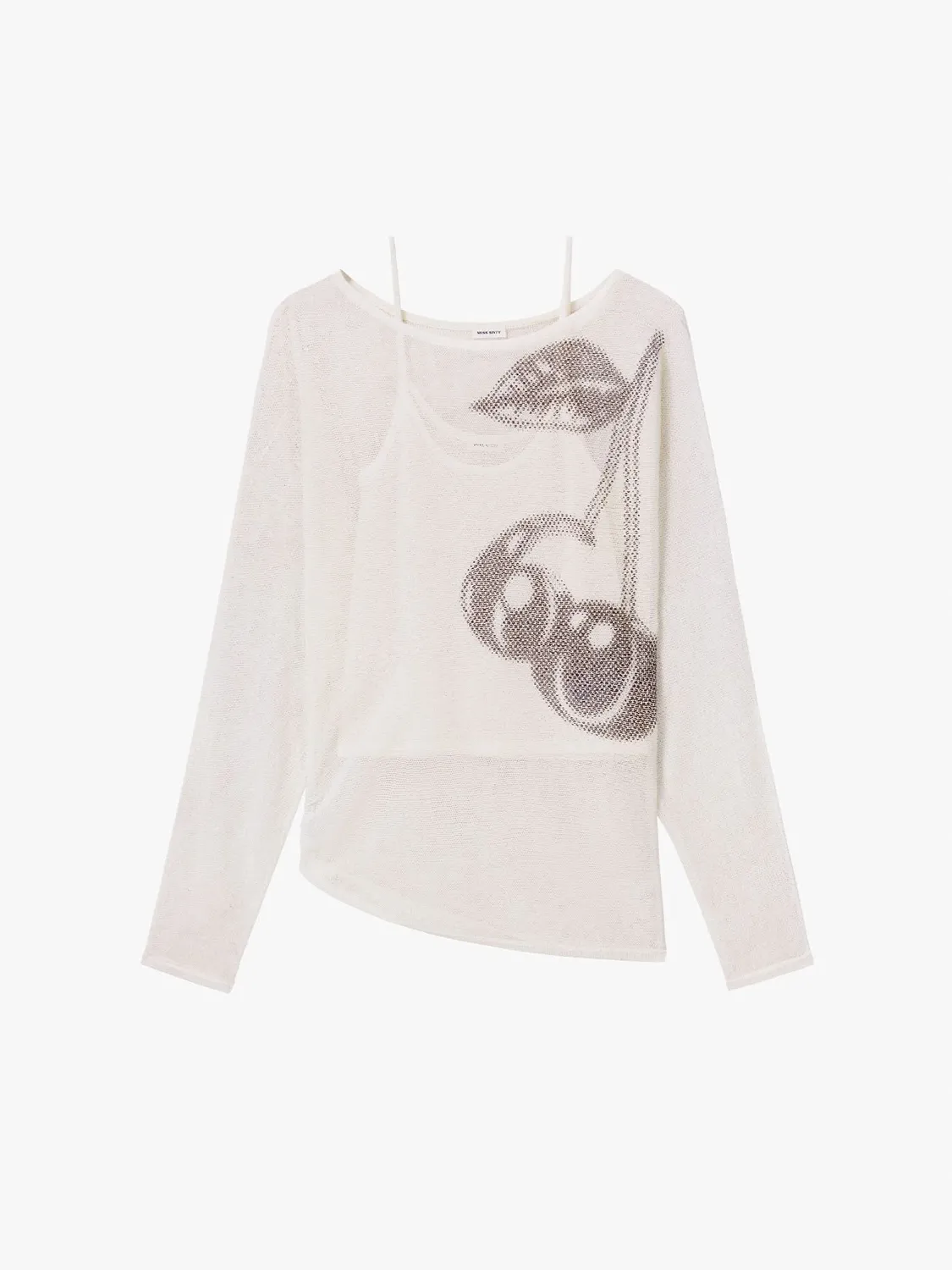 Miss Sixty Layered Logo Knit Top strikbluse offwhite