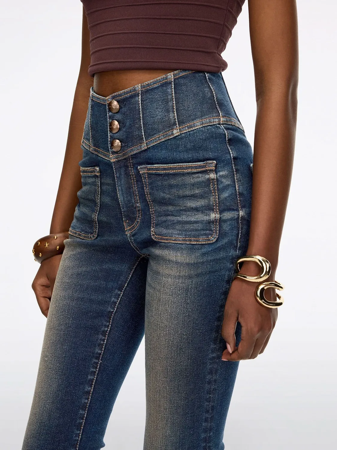 Miss Sixty Glenda Plus 5 flare jeans mørkeblå stretch