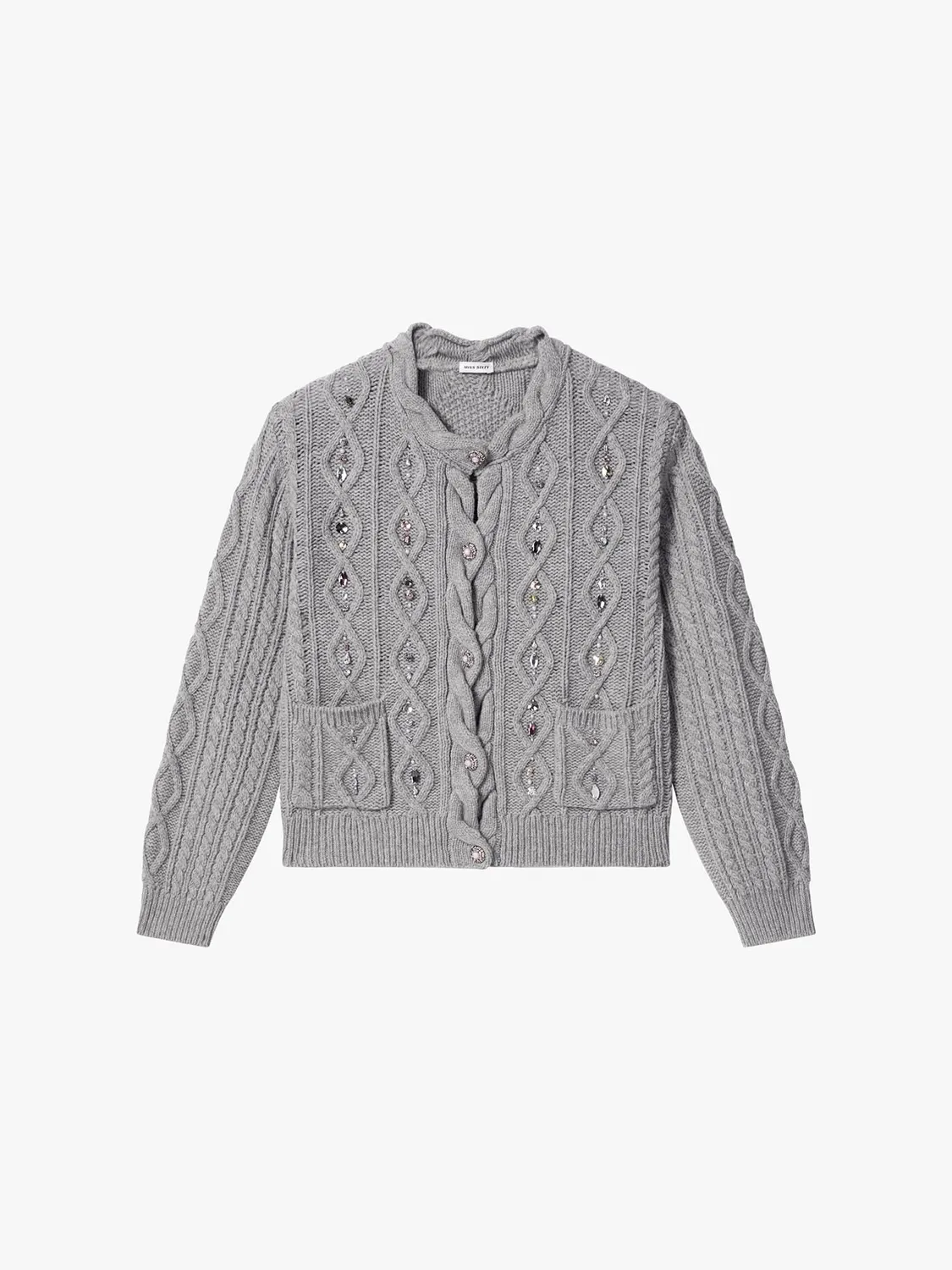 Miss Sixty Beaded strik cardigan heather grey uld