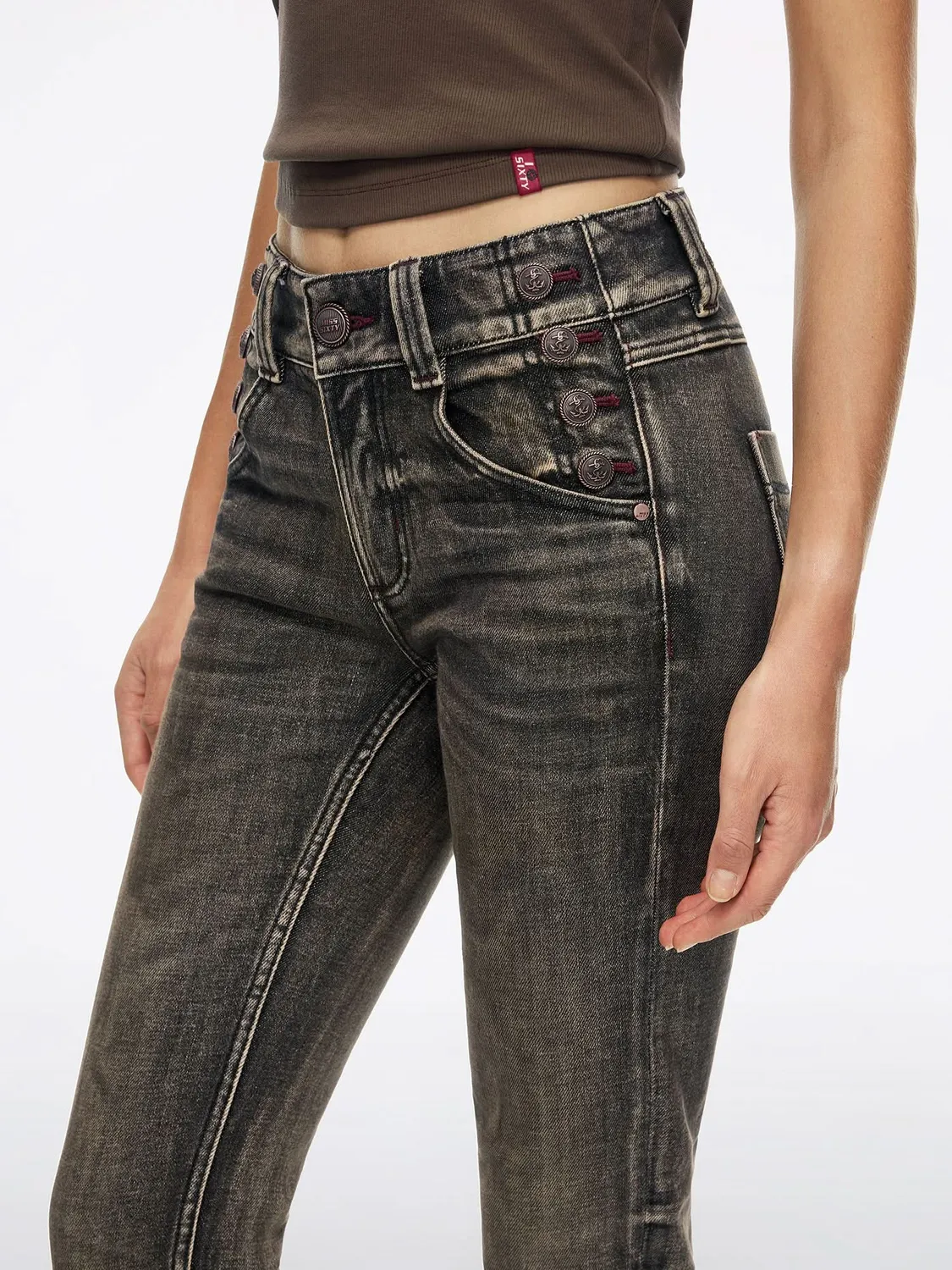 Miss Sixty Distressed flare jeans vintage black stretch