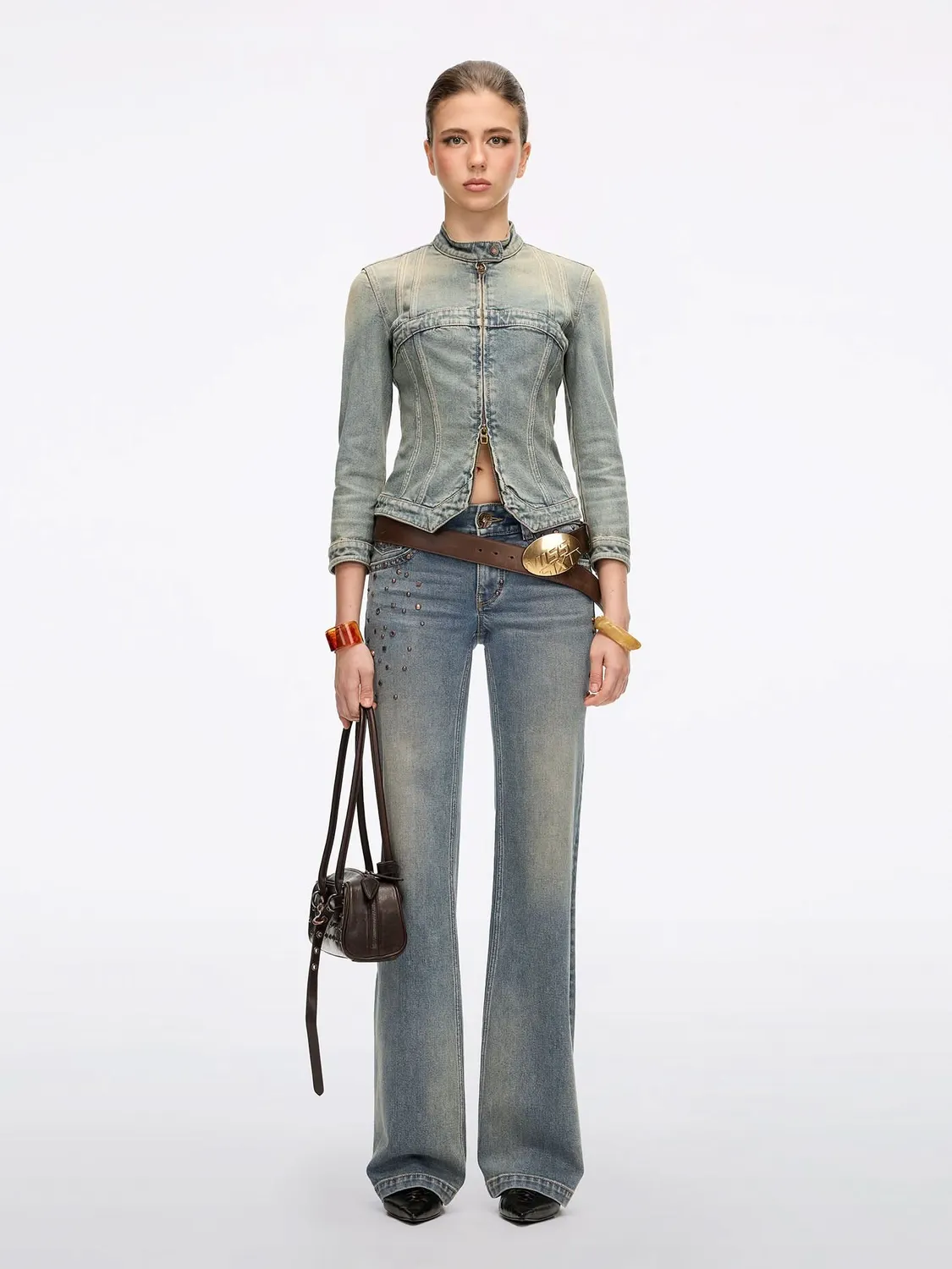 Miss Sixty studded flare jeans vintage dark blue