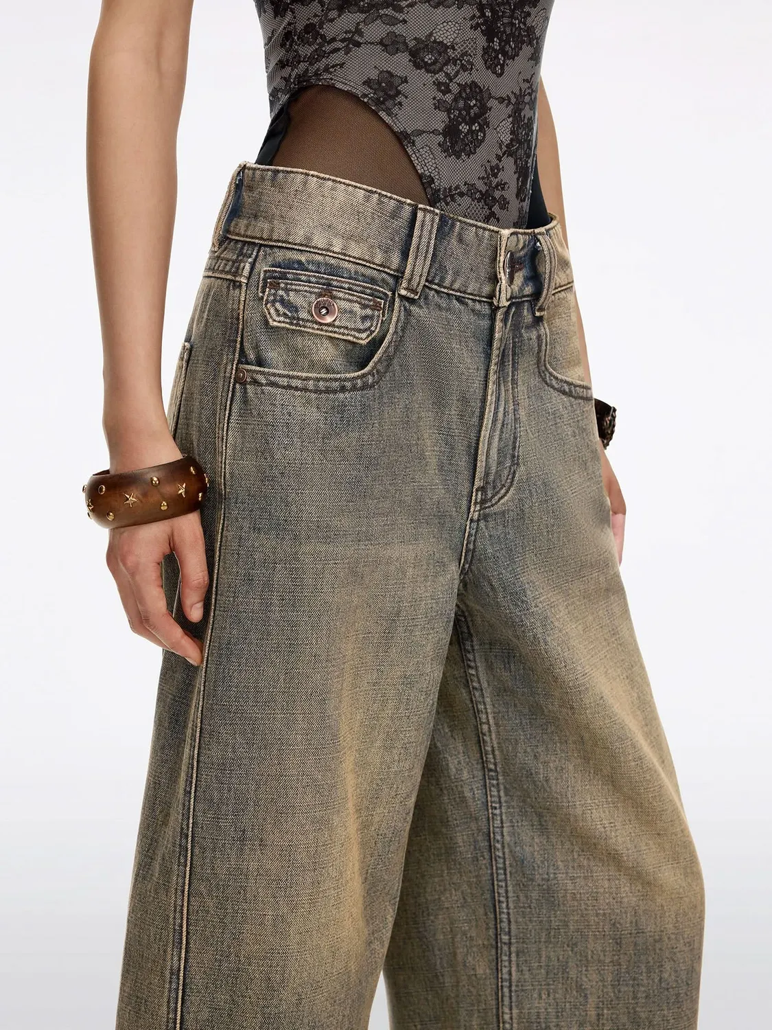 Miss Sixty Denim shorts blå knælange slidte