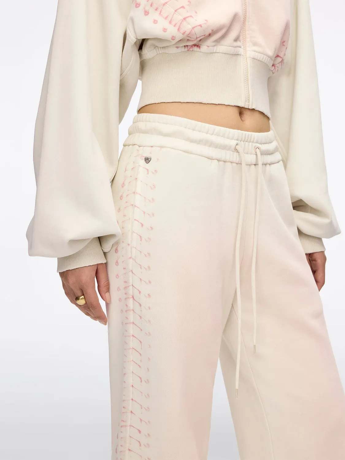 Miss Sixty Tie-Waist Wide-Leg bukser ivory med bindebælte