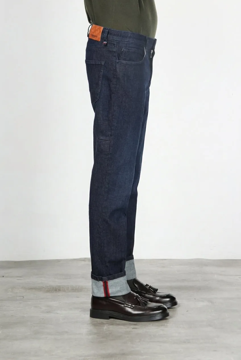 Mason's Harris 5-pocket navy carrot denim